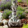 Pure Garden Outdoor Water Fountain, LED Lights, Lighted Cherub Angel Fountain, Antique Stone Design 50-0010